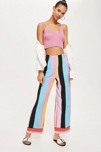 Topshop Rainbow Slouch Trousers | multi-coloured striped pants