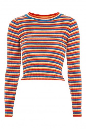 TOPSHOP Rainbow Striped Knitted Top ~ multicoloured stripes - flipped