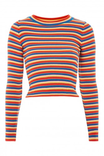 TOPSHOP Rainbow Striped Knitted Top ~ multicoloured stripes