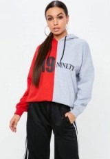 Missguided red spliced 19 ninety hoodie ~ colour block hoodies ~ sporty looks