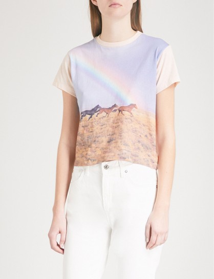 RE/DONE Horse and rainbow-print cotton-jersey T-shirt ~ printed tees
