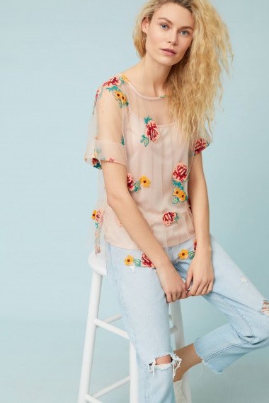 Eva Franco Rhapsody Top ~ sheer floral embroidered tops - flipped