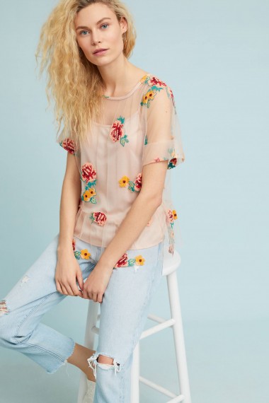 Eva Franco Rhapsody Top ~ sheer floral embroidered tops