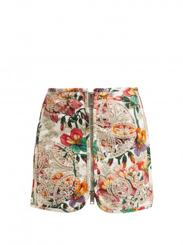 ISABEL MARANT Rilzen Hawaiian-print cotton mini skirt ~ embroidered floral skirts