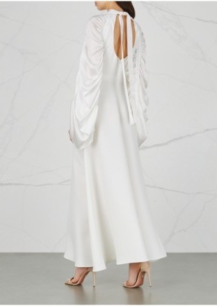 ROKSANDA Zariah ruched satin and cady dress ~ ivory open back dresses ~ little details - flipped