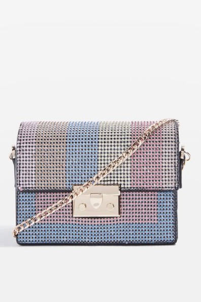 TOPSHOP Rosie Diamante Rainbow Crossbody Bag ~ embellished bags