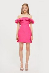 Topshop Ruffle Mini Bardot Dress | pink off shoulder party dresses