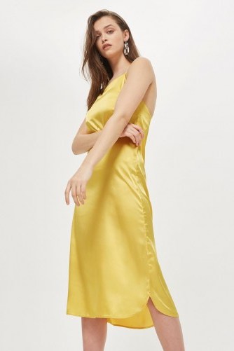 Topshop Yellow Satin Slip Dress | silky cami dresses - flipped