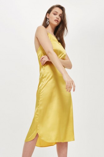 Topshop Yellow Satin Slip Dress | silky cami dresses