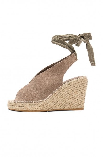 Seychelles INTERRELATED WEDGE in TAUPE SUEDE | ankle wrap wedges - flipped