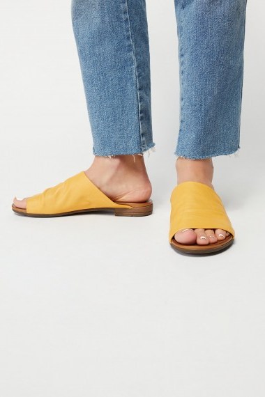 Bueno Shore Thing Slide Sandal in Mustard | yellow flats - flipped