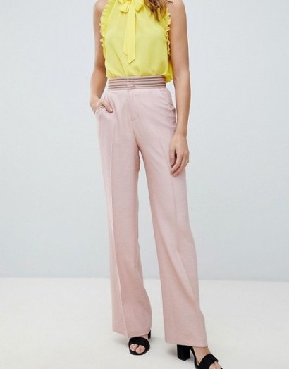 Sisley Wide Leg Sport Trim Trouser – pink pant suit trousers - flipped