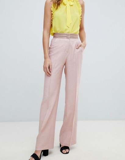 Sisley Wide Leg Sport Trim Trouser – pink pant suit trousers