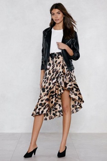 NASTY GAL So Fierce Leopard Skirt | animal prints | frill trimmed asymmetric skirts - flipped