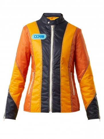 GUCCI Spiritismo-appliqué long-sleeve jacket ~ tailored orange and blue quilted jackets - flipped