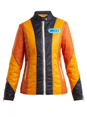 GUCCI Spiritismo-appliqué long-sleeve jacket ~ tailored orange and blue quilted jackets