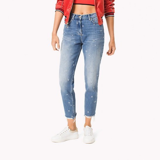 TOMMY HILFIGER STAR EMBROIDERY MUM FIT JEANS | embroidered denim - flipped