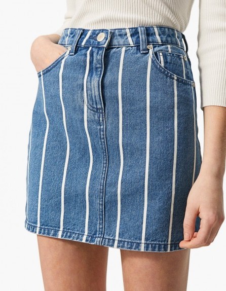 STRADIVARIUS Striped denim fabric mini skirt | stripy skirts - flipped