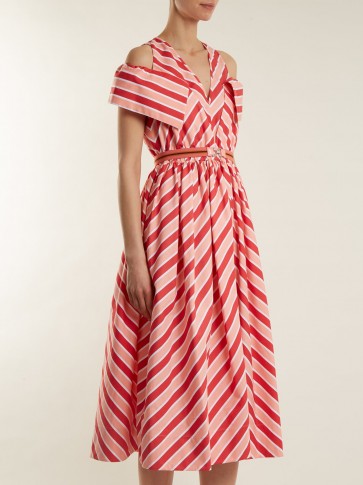 FENDI Striped off-the-shoulder cotton-poplin dress ~ vintage style summer dresses