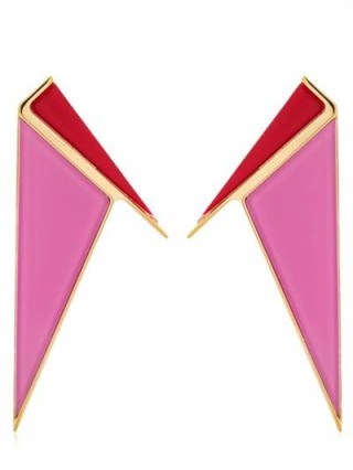 SYLVIO GIARDINA UFO EARRINGS ~ pink and red geometric resin jewellery - flipped