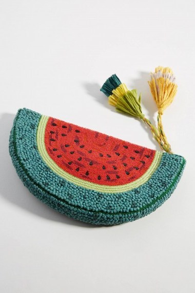 Anton Heunis Tasselled Watermelon Clutch | tasseled beaded handbags - flipped