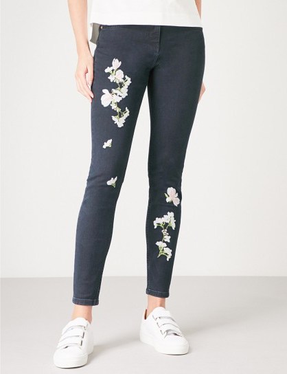 TED BAKER Willahe floral-embroidered cropped skinny jeans / back denim - flipped