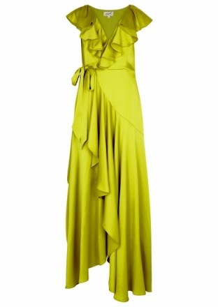 TEMPERLEY Juliette lime ruffle-trimmed satin gown ~ feminine green gowns - flipped