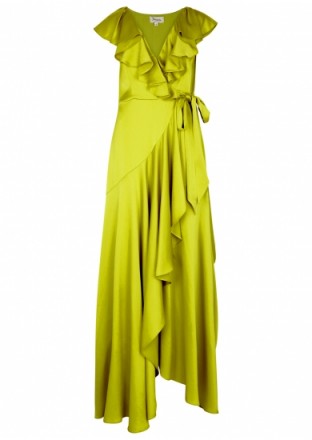 TEMPERLEY Juliette lime ruffle-trimmed satin gown ~ feminine green gowns