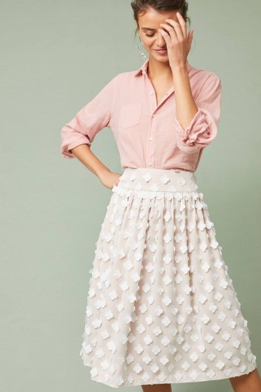 Eliza J Textured Tulle Skirt ~ floral applique vintage style skirts - flipped