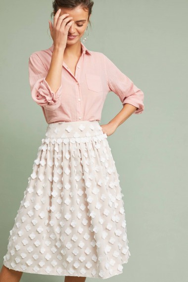 Eliza J Textured Tulle Skirt ~ floral applique vintage style skirts