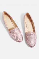Topshop Textured Woven Slippers | pink flats