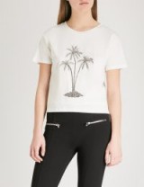 THE KOOPLES Embellished flocked palm tree cotton-jersey T-shirt / beaded tees