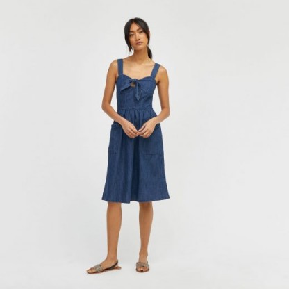 warehouse snap front pocket denim dress