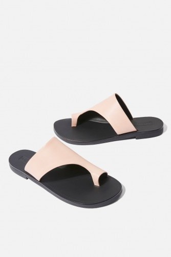 Topshop Toepost Flat Sandals | pink leather flats - flipped