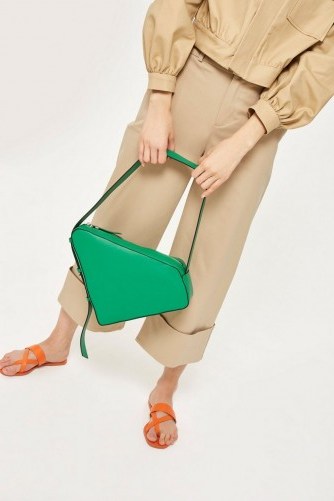 Topshop Triangle Zip Shoulder Bag | green retro bags - flipped