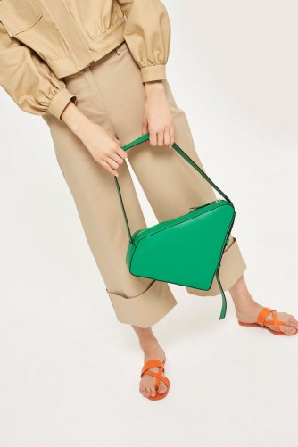Topshop Triangle Zip Shoulder Bag | green retro bags