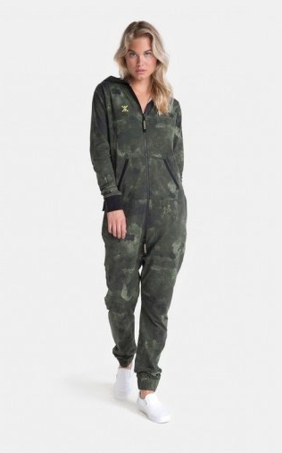 ONEPIECE TROPIC CAMO JUMPSUIT ARMY | green unisex camouflage print jumpsuits - flipped
