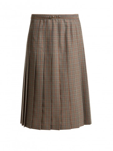 MAISON MARGIELA Tweed knee-length pleated skirt ~ brown check skirts ~ pleats
