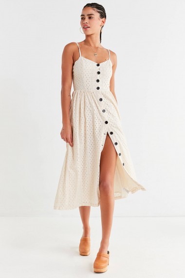 UO Abbie Eyelet Button-Through Dress | strappy sun dresses