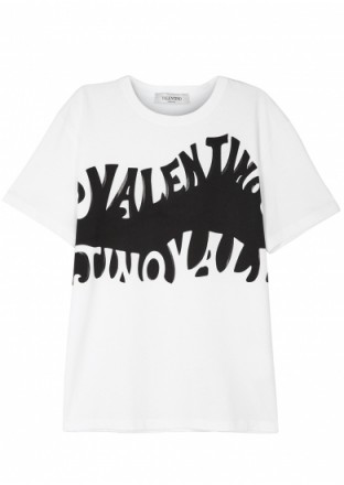 VALENTINO Logo-print cotton T-shirt / monochrome designer t-shirts