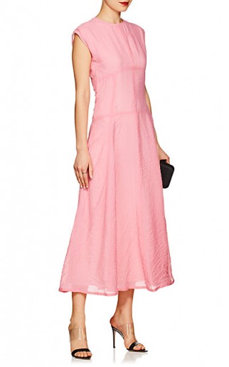 VICTORIA BECKHAM Pink Sheer A-Line Midi-Dress