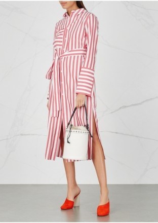 VIVETTA Striped embellished cotton shirt dress ~ red and white stripes - flipped