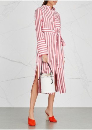 VIVETTA Striped embellished cotton shirt dress ~ red and white stripes