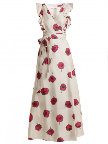 LA DOUBLEJ EDITIONS Wedding Guest Papaveri-print cotton dress ~ ruffle trim event dresses ~ poppy prints