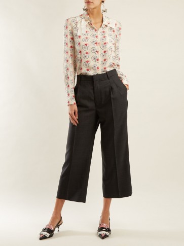 MIU MIU Wide-leg check trousers ~ grey tailored cropped pants