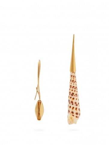 ALBUS LUMEN X Ryan Storer mismatched shell-embellished earrings ~ statement jewellery ~ terebra shells - flipped