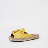 RIVER ISLAND Yellow backless espadrille loafers ~ tasseled flats