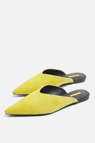 TOPSHOP Yellow Kilo Pointed Mules ~ pointy flats