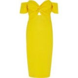 RIVER ISLAND Yellow knot front bardot bodycon dress ~ off the shoulder party dresses