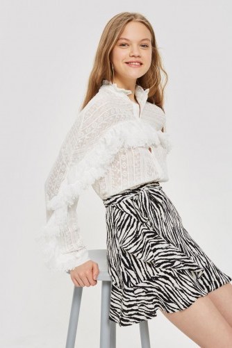 Topshop Zebra Ruffle Mini Skirt | animal print skirts - flipped